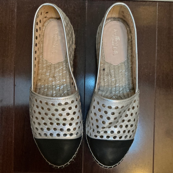 Loeffler Randall Mariko Espadrille - NEW Silver/Black Perforated Leather - Picture 1 of 3
